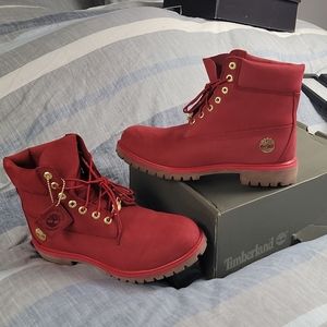 Special Edition Red Timberland 6in Boots 11 mens